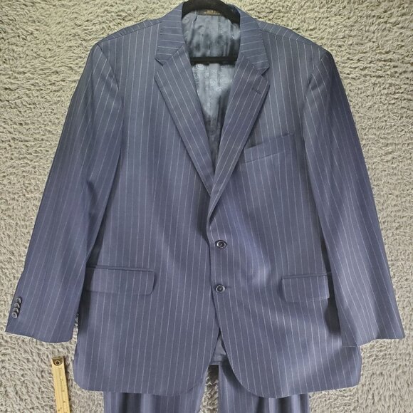 Jos. A. Bank Suit Mens 48R 43x28 Navy Blue Pinstriped Wool Reserve Two Piece - Picture 6 of 16